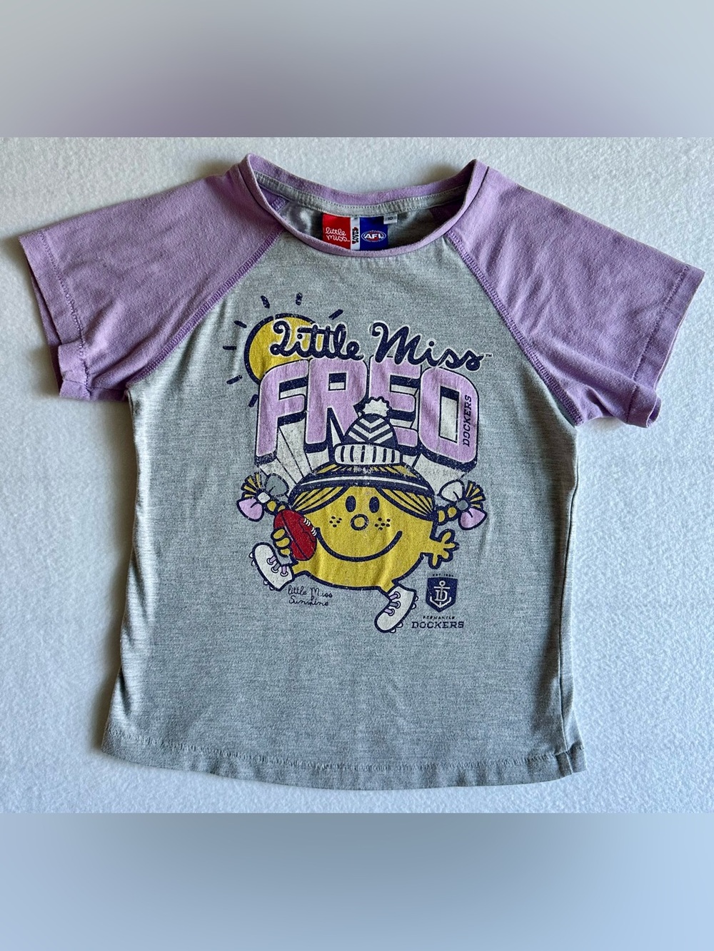 Little Miss FREO AFL Dockers Kids Tee • Sz 10 • Single Stitch